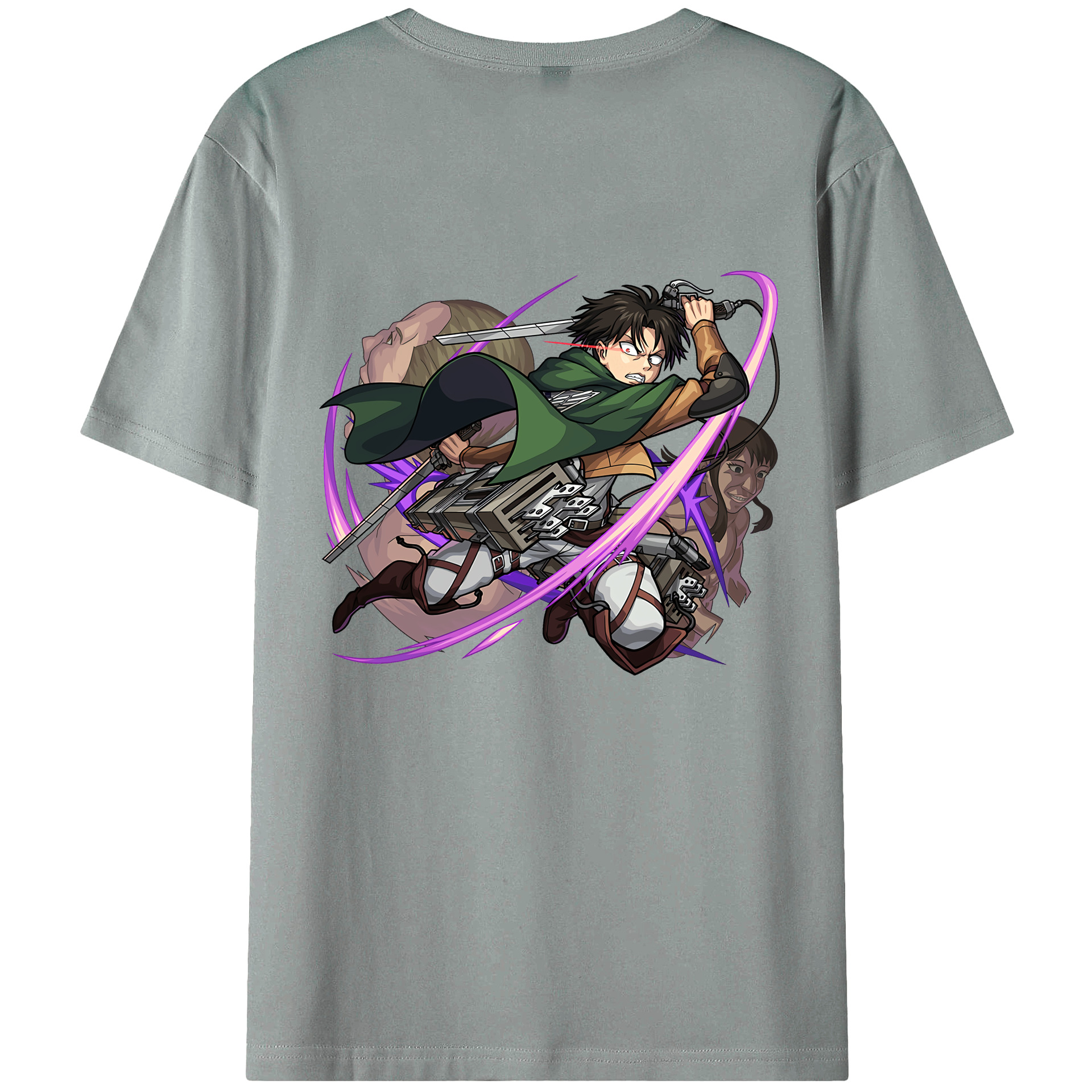 （画像用） 進撃の巨人 リヴァイ·アッカーマン Attack on Titan Levi Ackerman 綿100％ メンズ半袖Tシャツ（バックプリント） 通気性